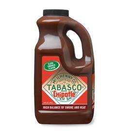 TABASCO® Brand Chipotle Pepper Sauce, Medium Hot Sauce, Bulk Plastic Jug, Smoky & Smooth, Perfect for Large Recipes, Great for Marinating or Grilling Meats & More, 64 Fl Oz (Pack of 1)