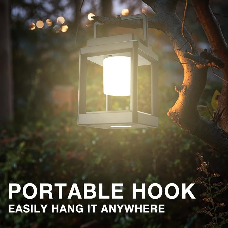 NEUEFAMI Outdoor Solar Table Lamp, LED Lamp for Nightstand, Solar