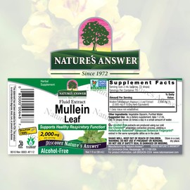 Nature's Answer Mullein Leaf | Herbal Supplement | Supports Respiratory Function & Mucous Membranes | Non-GMO & Kosher | Gluten-Free & Alcohol-Free 1oz (2 Pack)