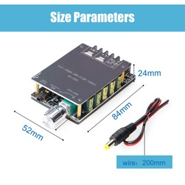 ZHITING 200 W Bluetooth Amplifier Board TPA3116, 100 W + 100 W Audio Amplifier Board with LC Filter Technology, Dual Channel DC8-24 V, Password Free, Connect to Phone Quietly