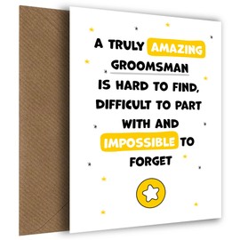Groomsman Thank You Card - Impossible to Forget - Appreciation Card for Groomsman to Express Thanks to Him on Your Wedding Day