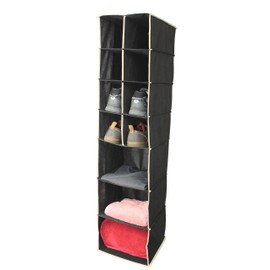 7 Shelf Hanging Wardrobe Organiser (Black)