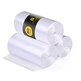 50 Small to Medium 7-8-9-10 Gallon 24" x 24" Clear Garbage Bags - Commercial Waste Basket Trash Bags | Bulk Plastic Bathroom Trash Can Liners | Office Shredder Bags