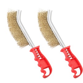 SIRLOMU Pack of 2 Brass Wire Brush with Stainless Steel and Nylon Bristles for Cleaning Welding Slags, Rust and Grill Residues (Small)