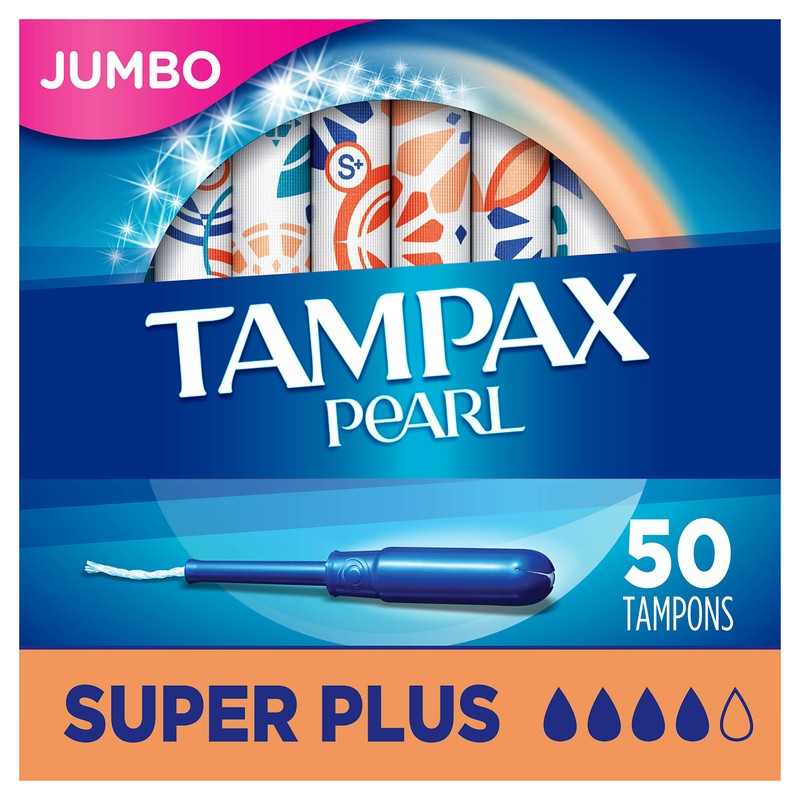 Tampax Pearl Tampons with Plastic Applicator, Super Plus Absorbency, Unscented,