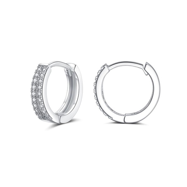 Wynn's Sterling Silver Hoop Earrings with Cubic Zirconia, Small Sleeper