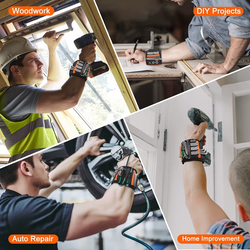Magnetic Wristband with 15 Strong Magnets, Tool Belt Magnetic Wrist