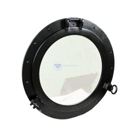 Nagina International Premium Vintage Antique Rustic Polished Aluminium Black Porthole (10 Inches)
