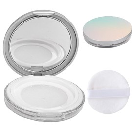 JUJUGO Powder Case, 0.2 oz (5 g), Ultra Thin, Refillable Container, Powder Compact, For Travel, With Puff Included, Clear Loose Powder Case