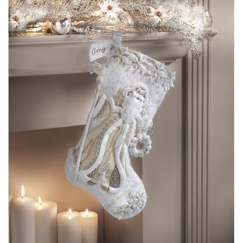PLAID ENTERPRISES Felt Stocking KIT Elegant, Cotton, White, One Size