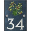 Engraved Slate House Number Sign Plaque with Hand Painted Motif