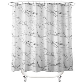 HORIWE Shower Curtains Mould Proof Resistant Waterproof Marble Bathroom Curtain Washable Bath Curtain(Marble pattern-white, 180x200cm(71"x79"))