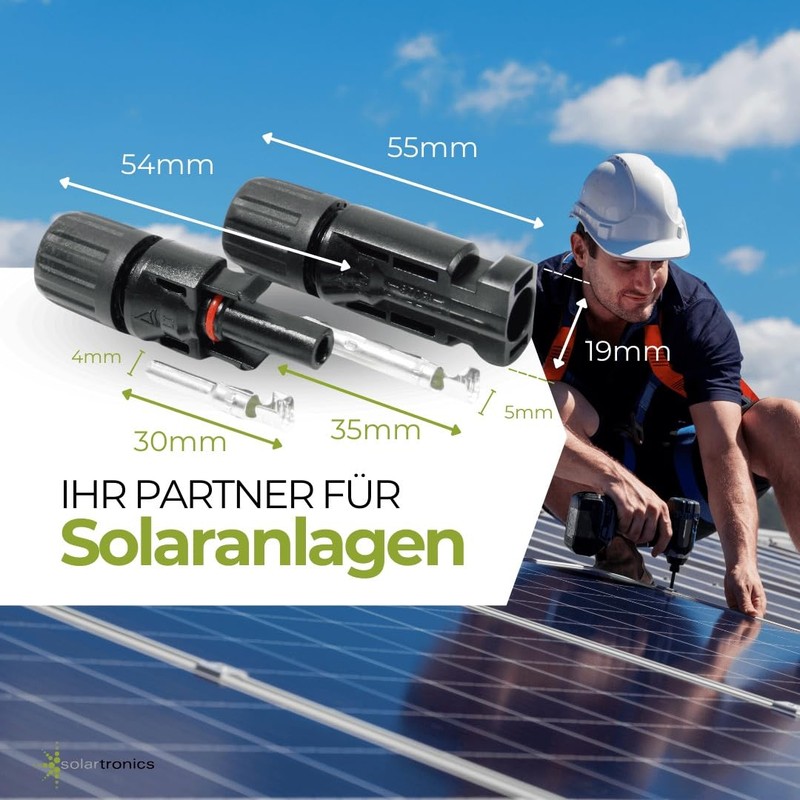 SOLARTRONICS 12 Pairs of Solar Plugs, Male/Female Solar Panel Cable