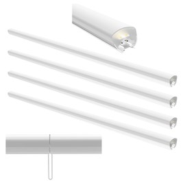 LAYOND 4 Pack Seamless Linkable LED Tube Light, 4FT 24W 3400lm (142lm/W) Linear Light, Flicker-Free 1.2m CCT5000K LED Shop Light for Retail, Supermarket, Office, Clothing Store