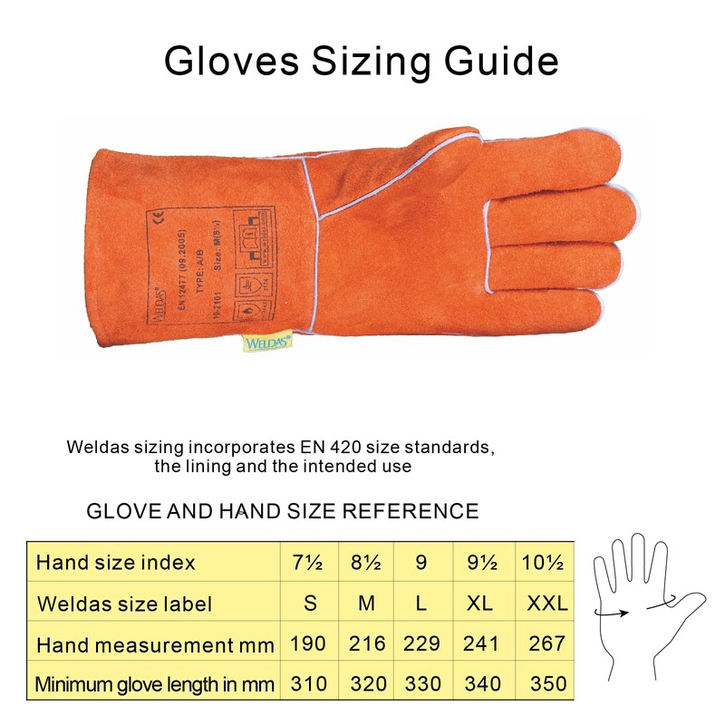 [Weldas] Classic General Purpose Welding Gloves with Cotton Fully Lined,
