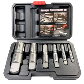 Pipe Extractor Set, 6-Piece Heavy Duty Steel Broken Pipe Extractors for Removing Damaged Threaded Pipes & Fittings from 1/8" to 1", with Durable Storage Case, Ideal Tools for Plumbers Mechanics DIY