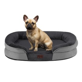 Dwanton Orthopedic Dog Bed for Medium Dogs, Waterproof Dog Sofa with Egg Foam Support, Washable Pet Bed with Four Sided Bolster Cushion, with Removable Cover & Non-Slip Bottom, 28 Inches, Dark Gray