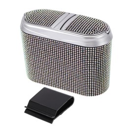 ACROPIX Car Trash Can Trash Bin Hanging 6.3" Length 2.8" Width 4.7" Height Assorted Color Rhinestone Plastic