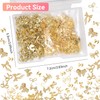 250 Pcs Gold Bow Nail Charms Studs, 10 Styles 3D