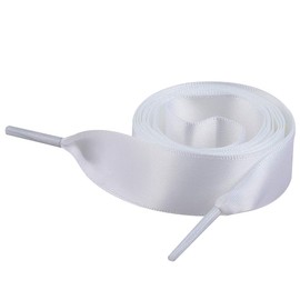 ANUFER Flat Silk Satin Ribbon Shoelaces 2CM Wide for Sneakers Ballerinas Pumps P13 White 120 CM