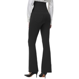 CFRTMTBB Women's Maternity Pants for Work Over-Bump Pregnancy Casual Stretchy Straight Dress Pants Pregnancy Bootcut Pant with Pockets (Black,XL)