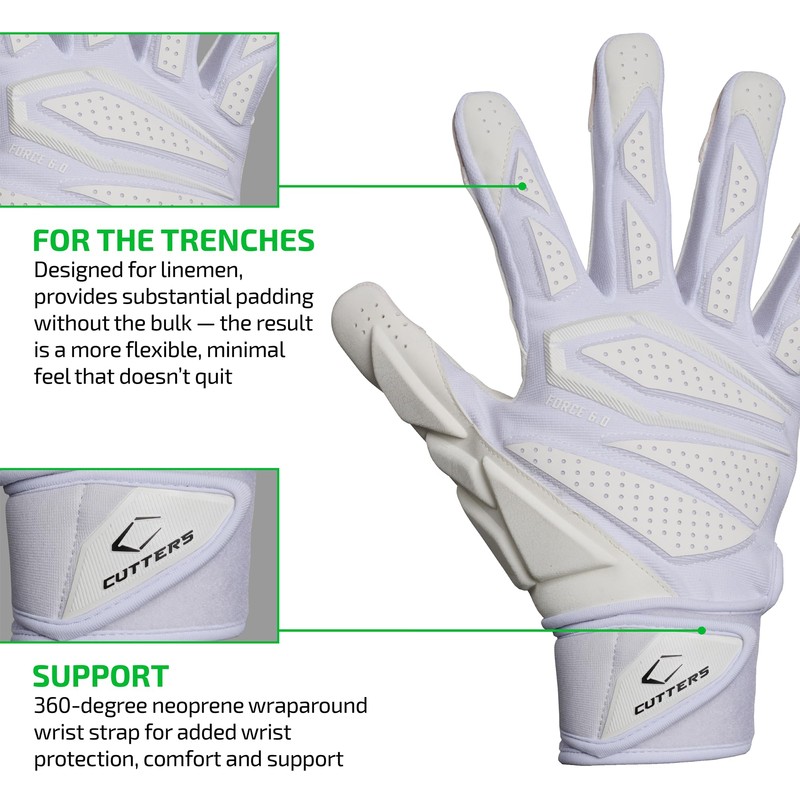 Cutters - Force 6.0 Lineman Gloves White XXL