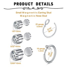 MODRSA Fake Nose Stud Fake Nose Ring Stud Fake Nose Piercing Fake Lip Ring Fake Earrings Stud Silver Gold Fake Cartilage Helix Earring Clip on Earring Hoop Fake Eyebrow Ring Fake Bridge Piercing