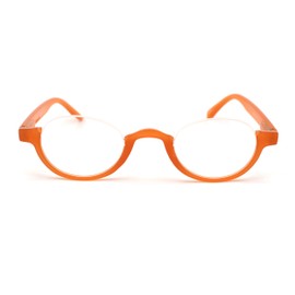 SA106 Bottom Half Plastic Rim Round Oval Powered Reading Glasses Peach +2.25
