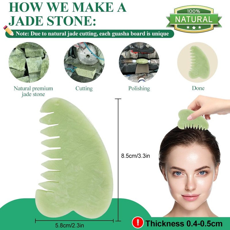 Gua Sha Comb Jade, Natural Guasha Stone Jade Guasha Comb