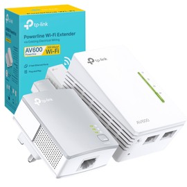 TP-Link TL-WPA4221 KIT AV600 Powerline Adapter WiFi Extender Kit, WiFi N300, Ethernet Ports, UK Plug, Plug & Play (Renewed)