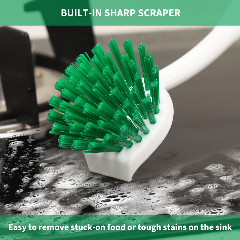 Dish Brush with Handle, 2 Pack Dish Cleaning Brushes with