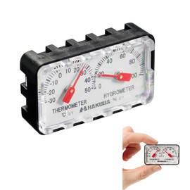 Hakuba 4977187329834 AMKMCUCTHM Analog Thermo-Hygrometer, Ultra Small Thermo-Hygrometer, Tabletop Size, Showcase, Car, Musical Instrument Case, Made in Japan
