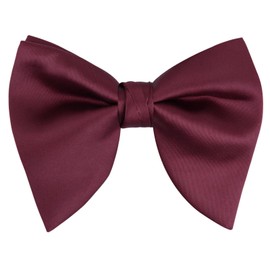 Alizeal Mens Pre-Tied Bow Tie Satin Classic Solid Color for Wedding Party Formal Tuxedo Oversize Bow Tie, Burgundy-01