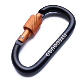 TITECOUGO Aluminum Alloy D-Ring High Strength Carabiner Key Chain Clip Hook For Camping Hiking (Not for Climbing) Black Orange