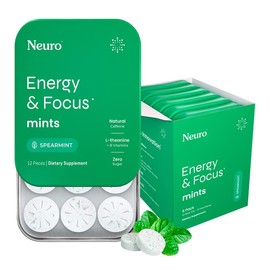 Neuro Energy Caffeine Nootropics for Energy & Focus - Sugar-Free with L-theanine, Caffeine, Vitamin B12 & Vitamin B6 - Spearmint Flavor:_Mints