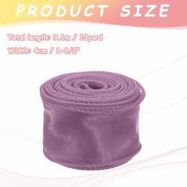 PATIKIL Wired Chiffon Ribbon 1-1/2 Inch x 10 Yard, Sheer Wired Organza Ribbon Fishtail Yarn Gift Ribbons for Crafts Gift Wrapping Floral Bouquet, Purple