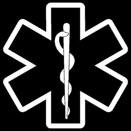 STICKER DAD Star of Life Medical Outline Vinyl Decal - Size: 5", Color: White - Windows, Walls, Bumpers, Laptop, Lockers, etc.