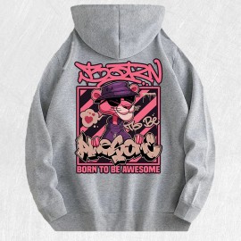 Born to Be Awesome Pink Panther Hoodie 100% Cotton US Warehouse 7 ColorsColor: Red, Size: S