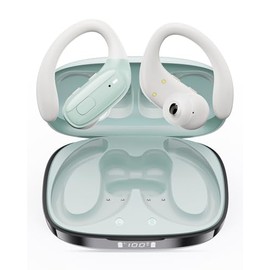 LEEMC Wireless Earbuds, Sports Bluetooth Headphones, Ear Buds with ENC Noise Canceling Mic, 50Hr Playtime Earphones, Palm-Sized, LED Power Display, IPX7 Waterproof Headset for Workout Running, Green