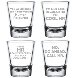 MIP Set of 4 Shot Glasses 1.75oz Shot Glass Gift HR Human Resources Collection