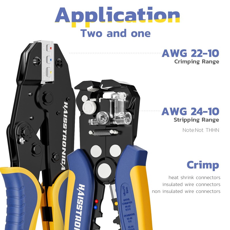 haisstronica Wire Stripper and Crimping Tool,AWG 24-10 Automatic Stripper Tool