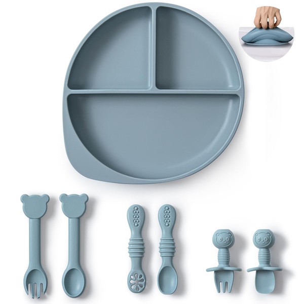 Silicone Baby Feeding Set Plates and Utensils Set for Baby