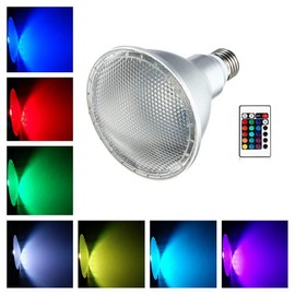 Led Colored Light Bulb E27 10W PAR30 RGB Dimmable Spotlight 16 Color Changing with IR Remote Control for Home, Living Room, Party Decoration Waterproof Indoor Floodlight