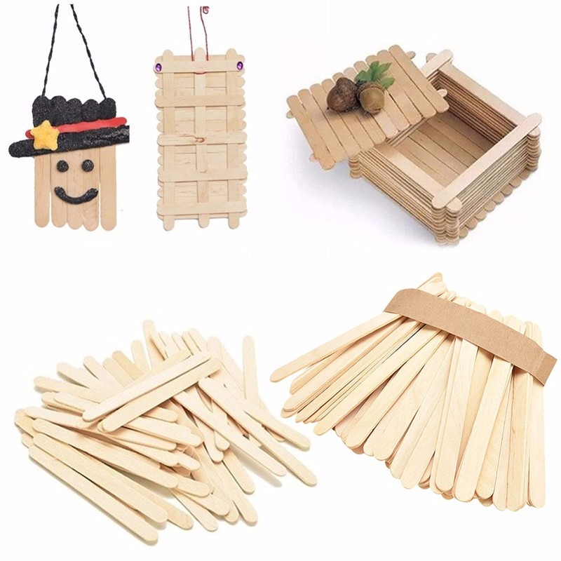 J&L Ray Wooden Sticks, 200 Wooden Ice Sticks DIY Mini