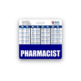 Pharmacist Badge Buddy Horizontal w/Height & Weight Conversion Charts (Standard, Navy)