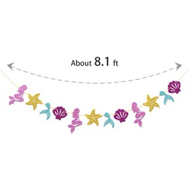 Halawawa Glitter Mermaid Banner - Under the Sea Theme Birthday/Baby Shower Party Decorations - Mermaid Sign Kids Birthday Party Supplies