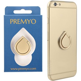 PREMYO Phone Ring Holder - 360° Rotation Universal Smartphone Grip - Comfortable One Hand Use Gold