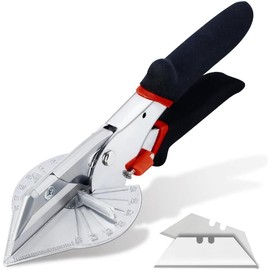 Multifunctional Trunking/Miter Shears,Multi Angle Miter Shear Cutter Hand Tools for Angular Cutting of Moulding and Trim, Adjustable at 45 To 135 Degree, Hand Tools for Cutting Soft Wood, Plastic, PVC - Color: With 2 Extra Spare Blades