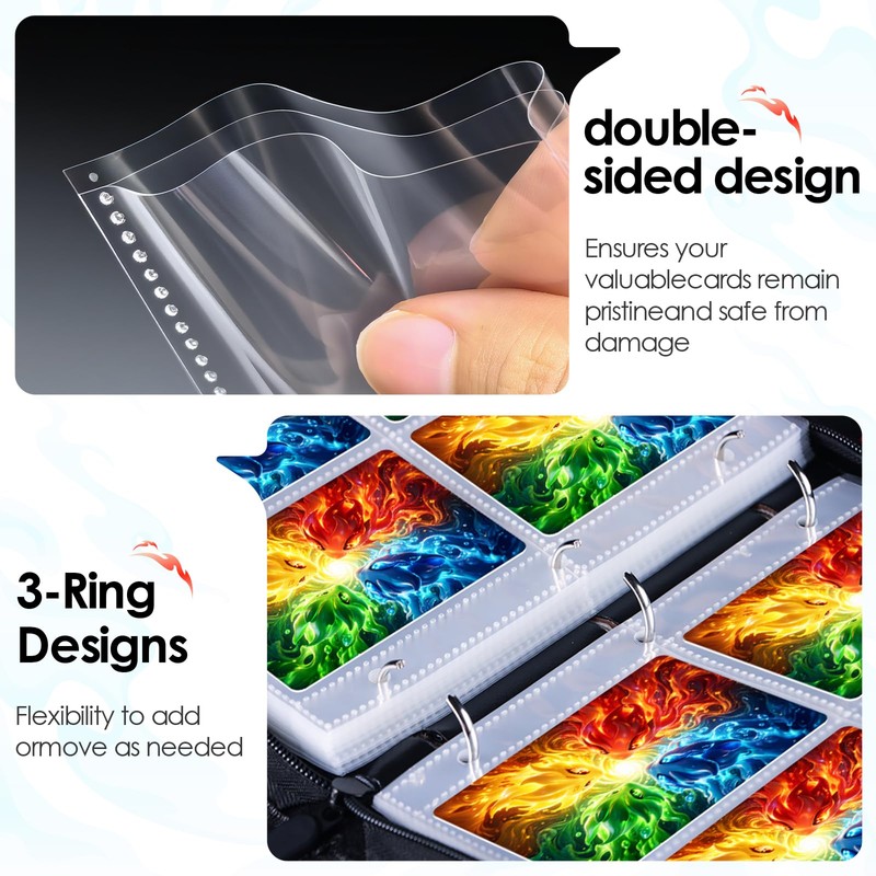 Card Binder 4 Pocket, Holds 400 Cards with 50 Removable