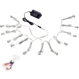 AIBOO Linkable LED Under Cabinet Lighting 12V Recessed Mini Downlights Spotlights Dimmable with Remote Control & ETL Listed Wall Plug for Cupboard Accent Lighting(Warm White,12 Lights)